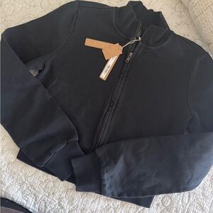 SKIMS Black boyfriend fleece track jacket